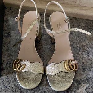 Gucci gold marmont city sandals